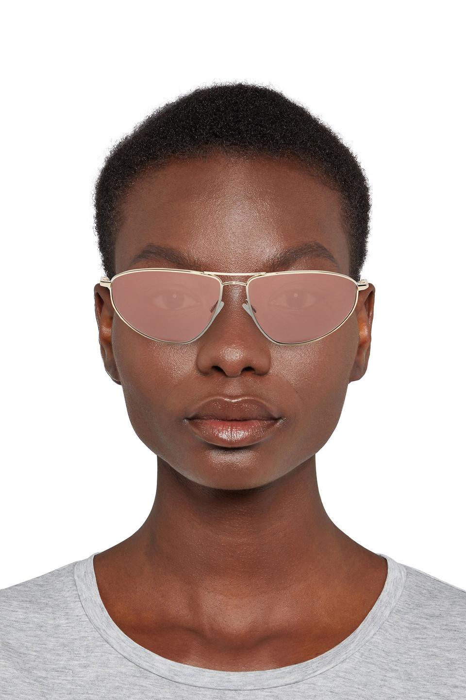 Shop Bazaar Women Accessories Sunglasses Aviator Sunglasses Aviator Soft Sunglasses in Gold/Brown 