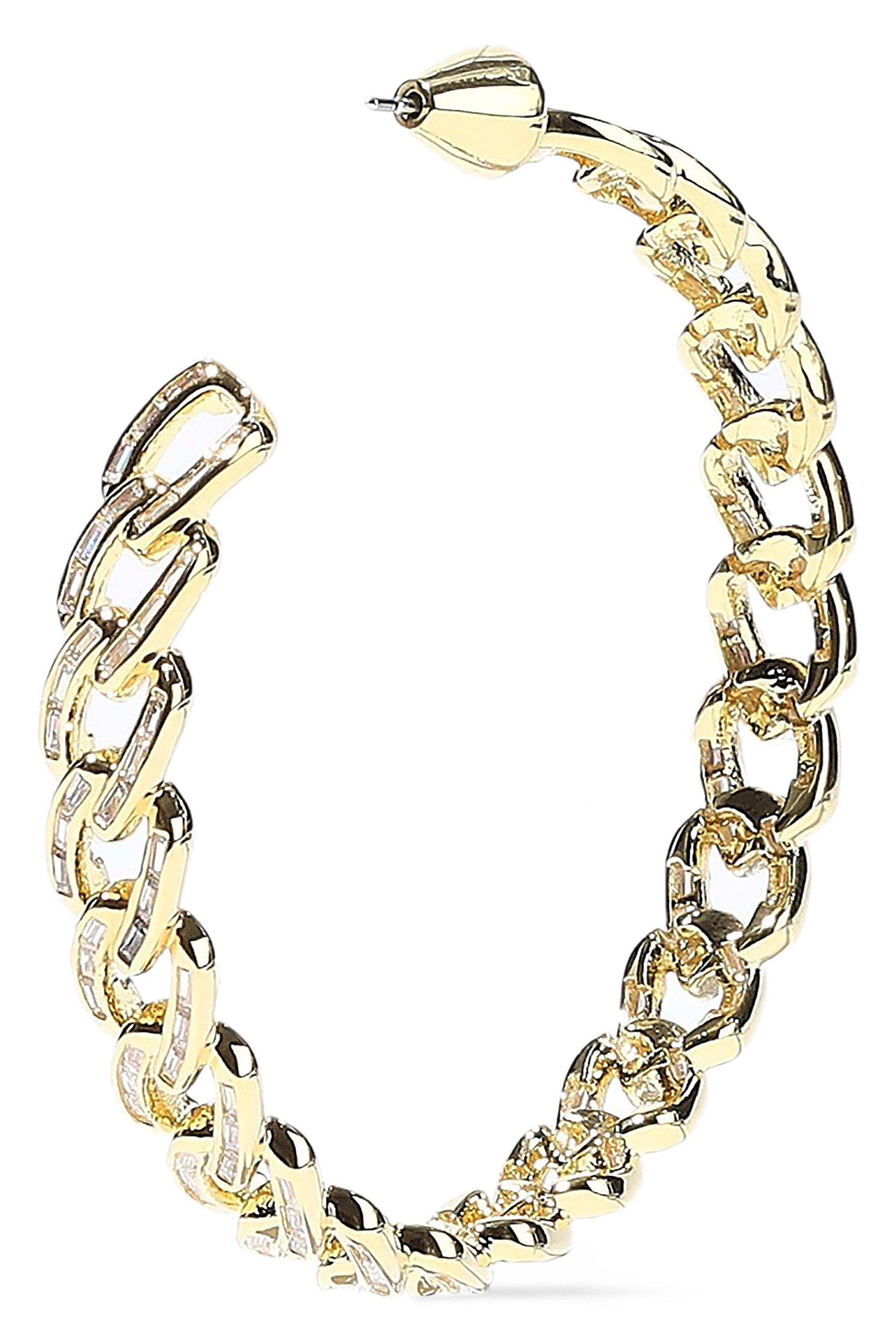 Noir Jewelry Chain Gang Large 14-karat Gold-plated Crystal Hoop Earrings Gold in Metallic - Lyst