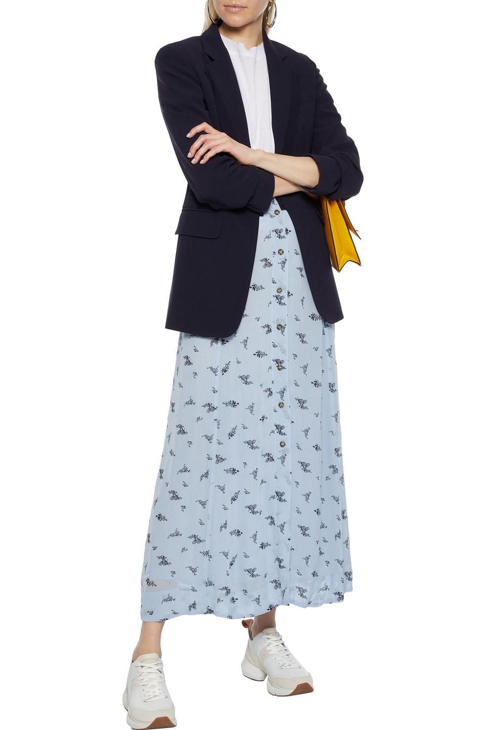 industrie Gezicht omhoog De schuld geven Ganni Floral-print Georgette Maxi Skirt in Blue | Lyst