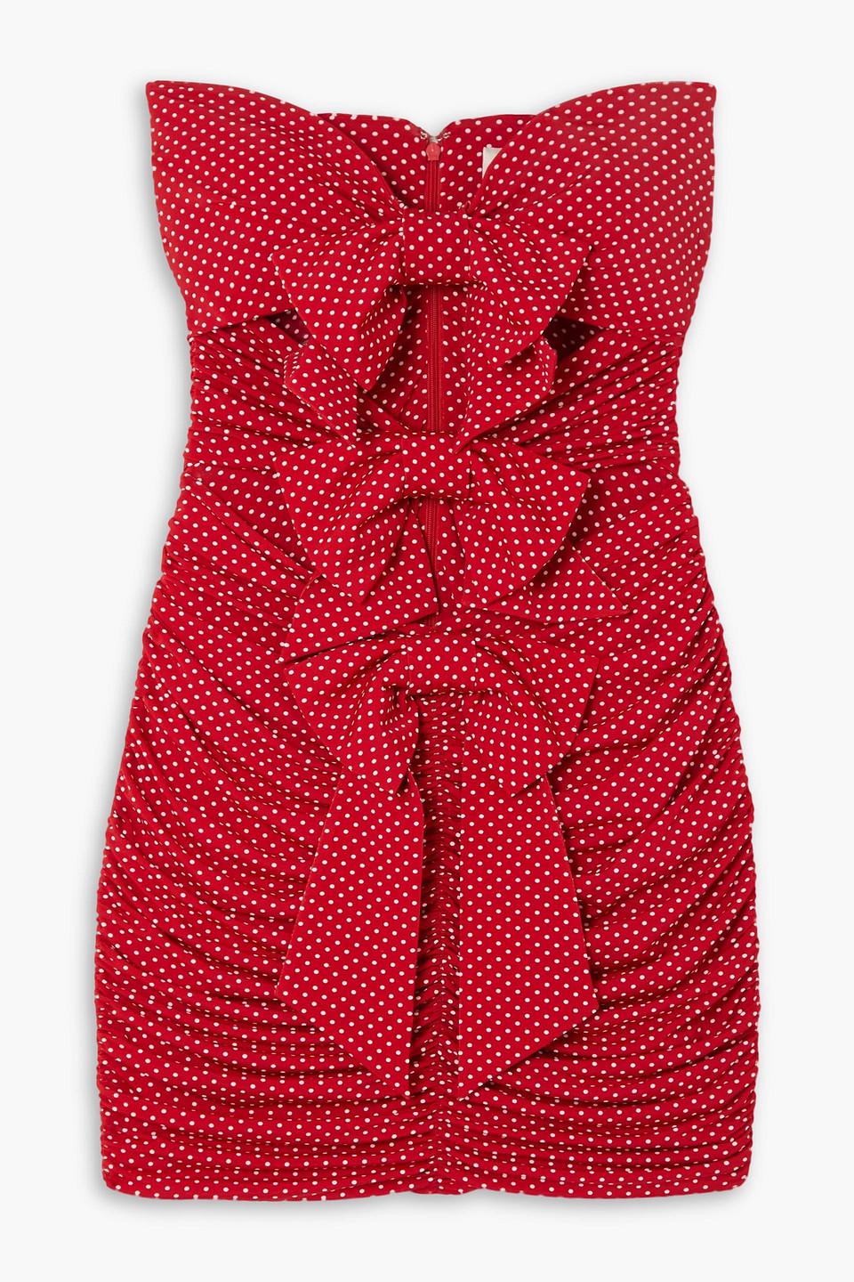 Alexandre Vauthier Strapless Bow-detailed Cutout Polka-dot Stretch-jersey Mini  Dress in Red | Lyst