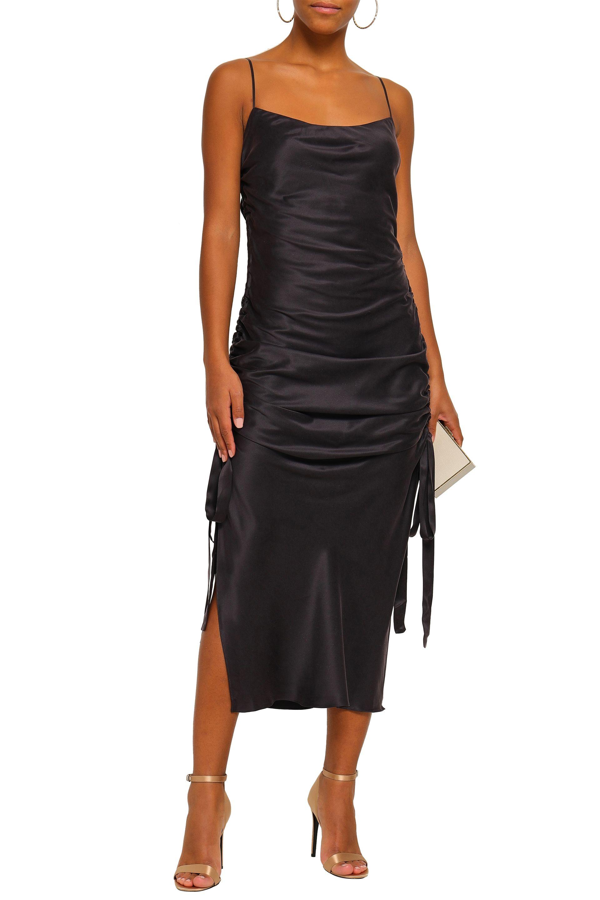 ruched silk dress