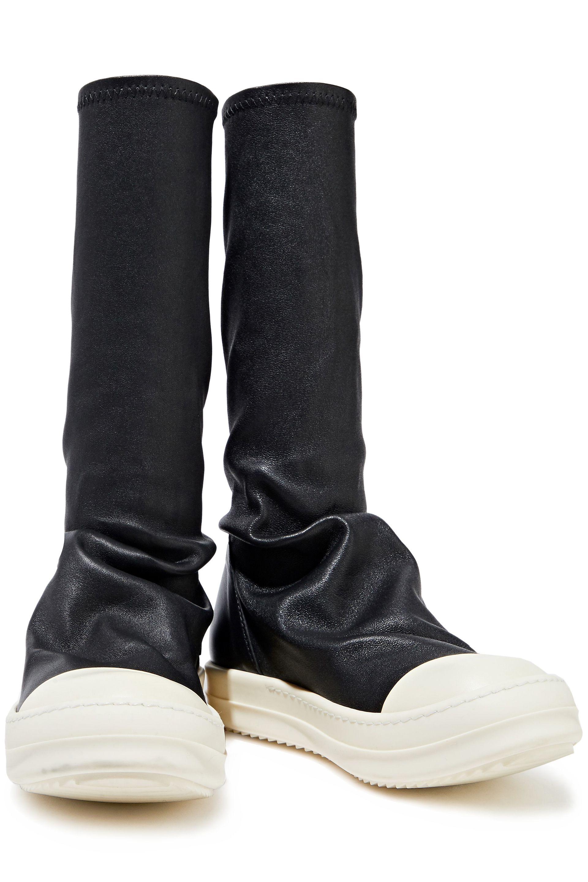 Rick Owens Rubber-trimmed Stretch-leather Sock Boots Black - Lyst