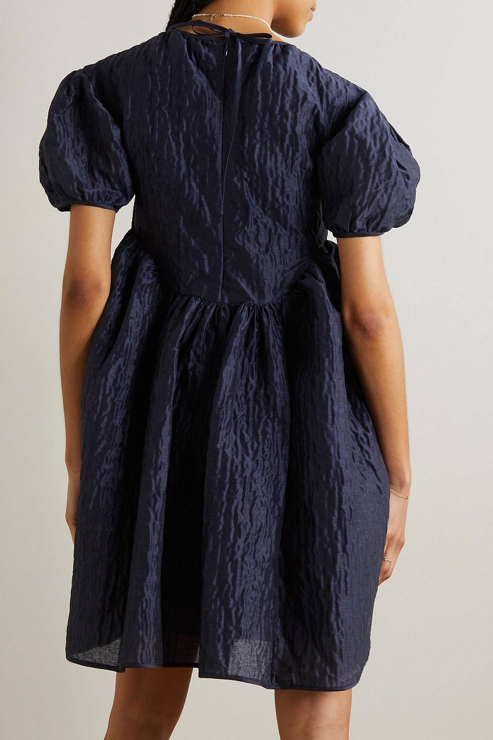 Cecilie Bahnsen Thelma Gathered Matelassé Linen-blend Mini
