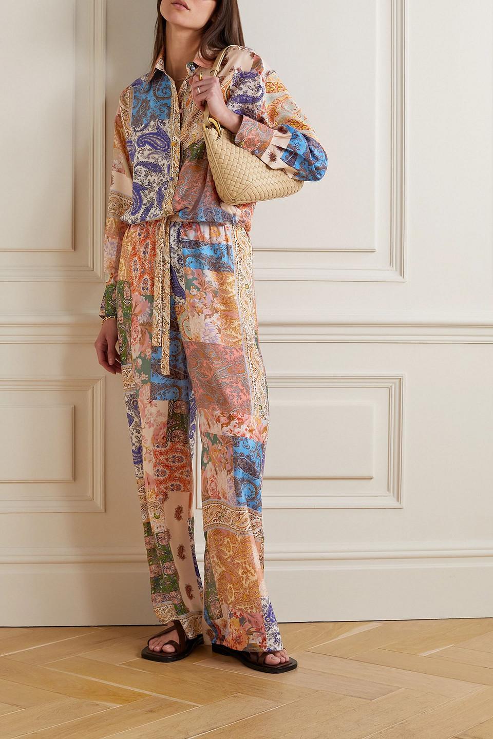 パンツ ZIMMERMANN Woman Pants Multicolor Zimmermann August Drawstring Wide-Leg Silk Pants | Lyst