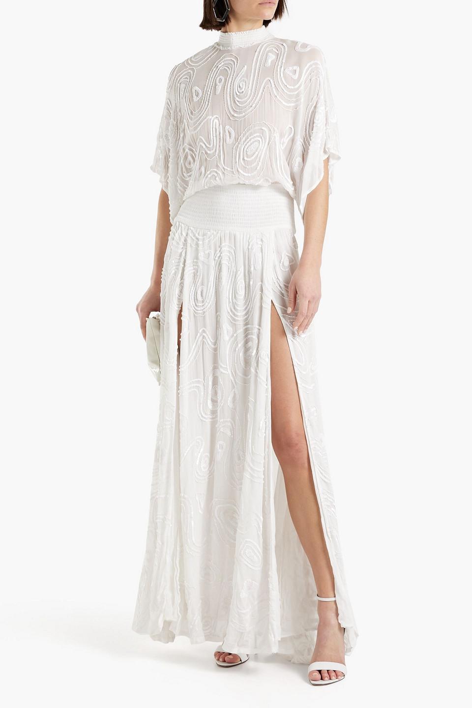 Chloe White Tulle High-Low Maxi Dress