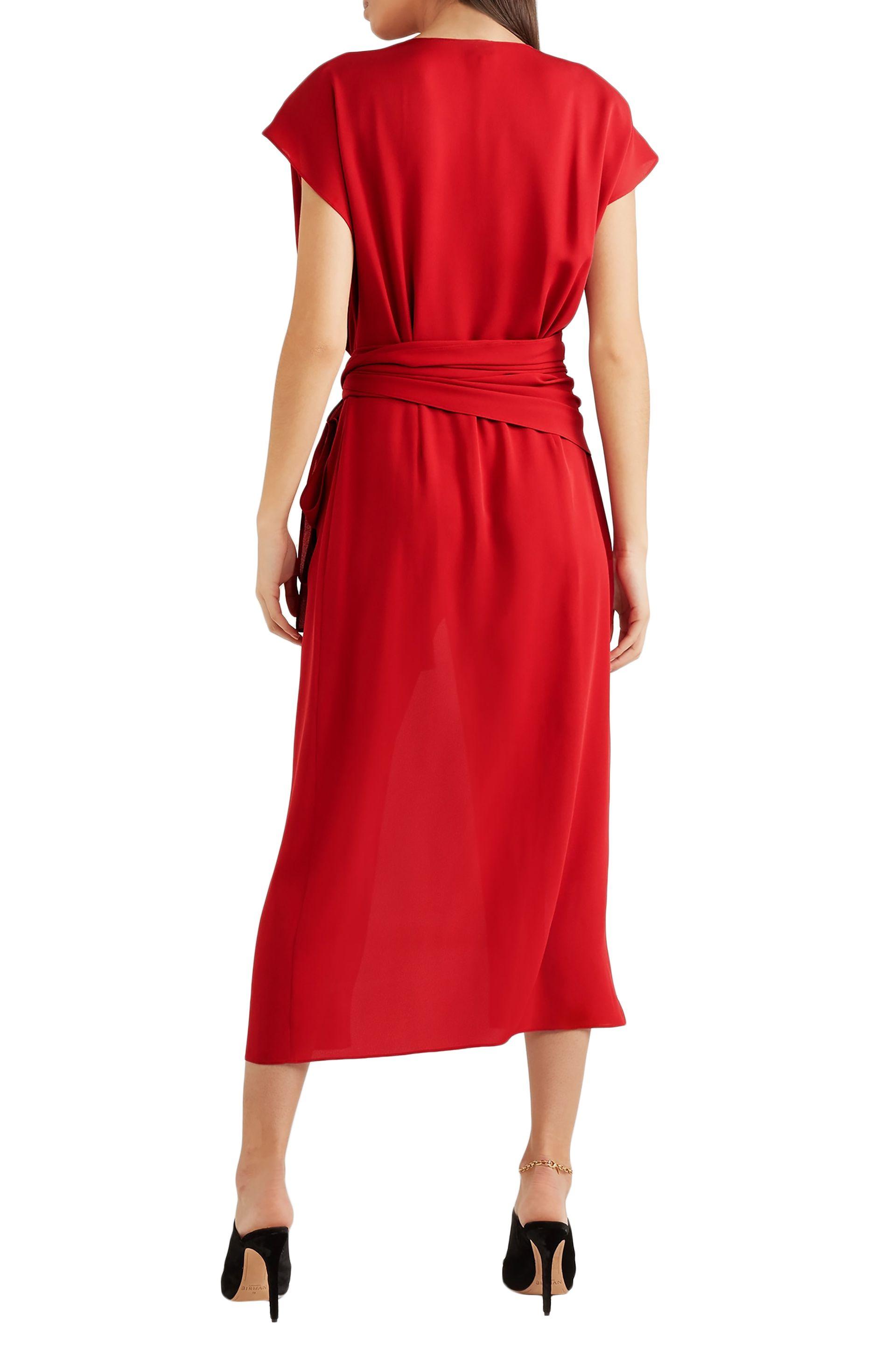 Magda Butrym Silk-crepe Midi Wrap Dress Red - Save 22% - Lyst