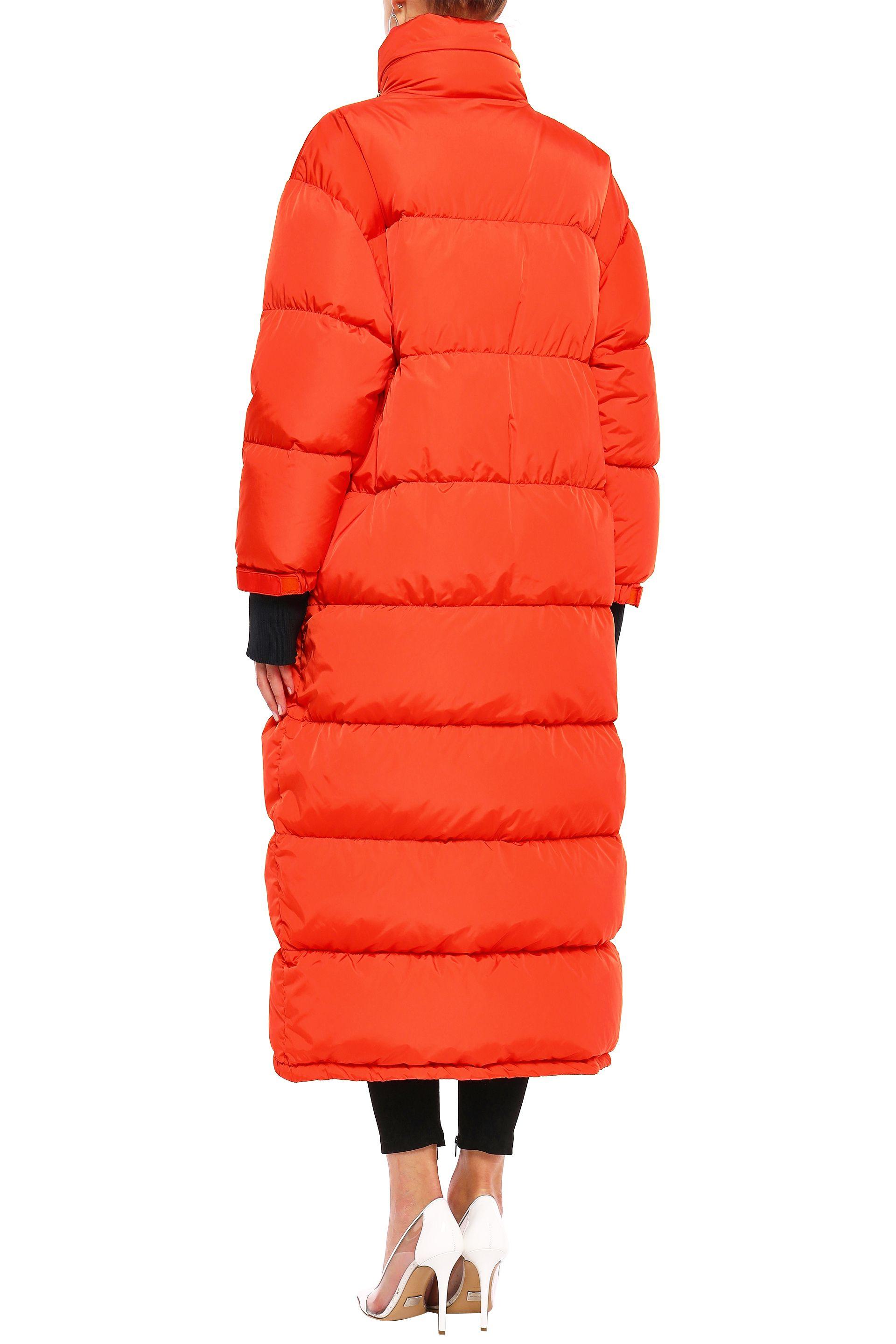 Prada Puffer Coat in Orange | Lyst