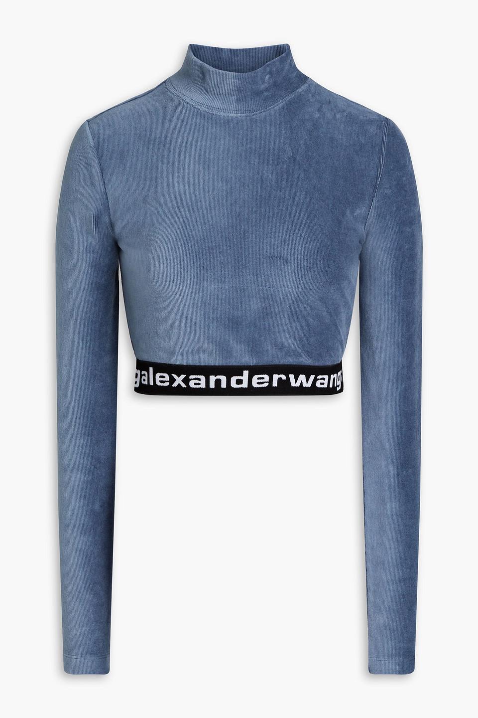 By Alexander Wang Cotton-blend Turtleneck Top in Blue | Lyst