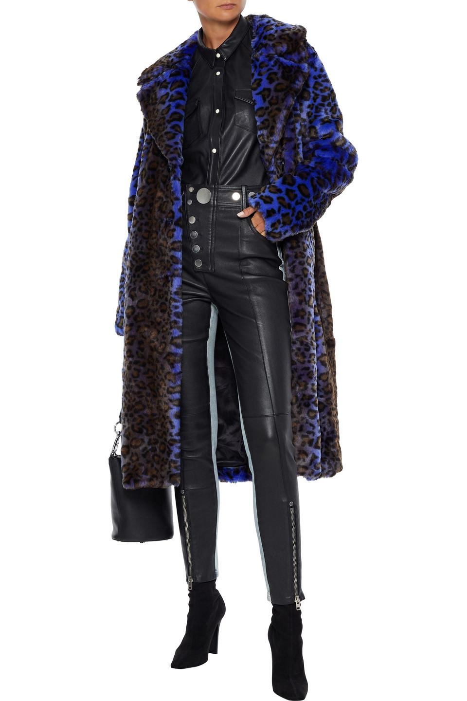 Stand Studio Fanny Leopard-print Faux Fur Coat in Blue | Lyst