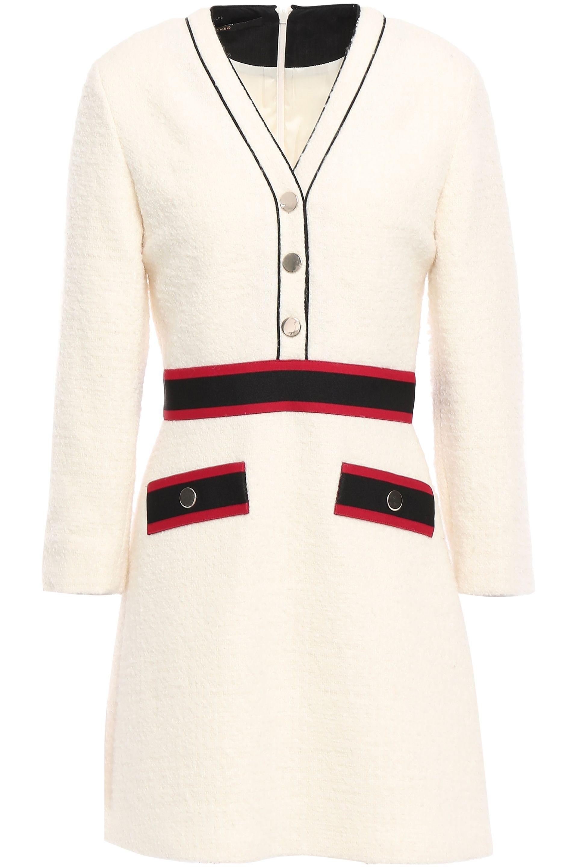 Womens Maje white Cotton-Blend Tweed Mini Dress