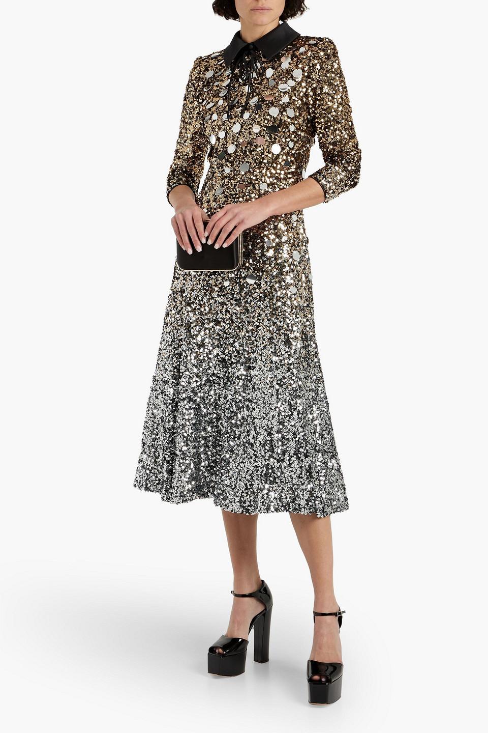 Sequin Gown with Back Cowl Neck by Badgley Mishcka