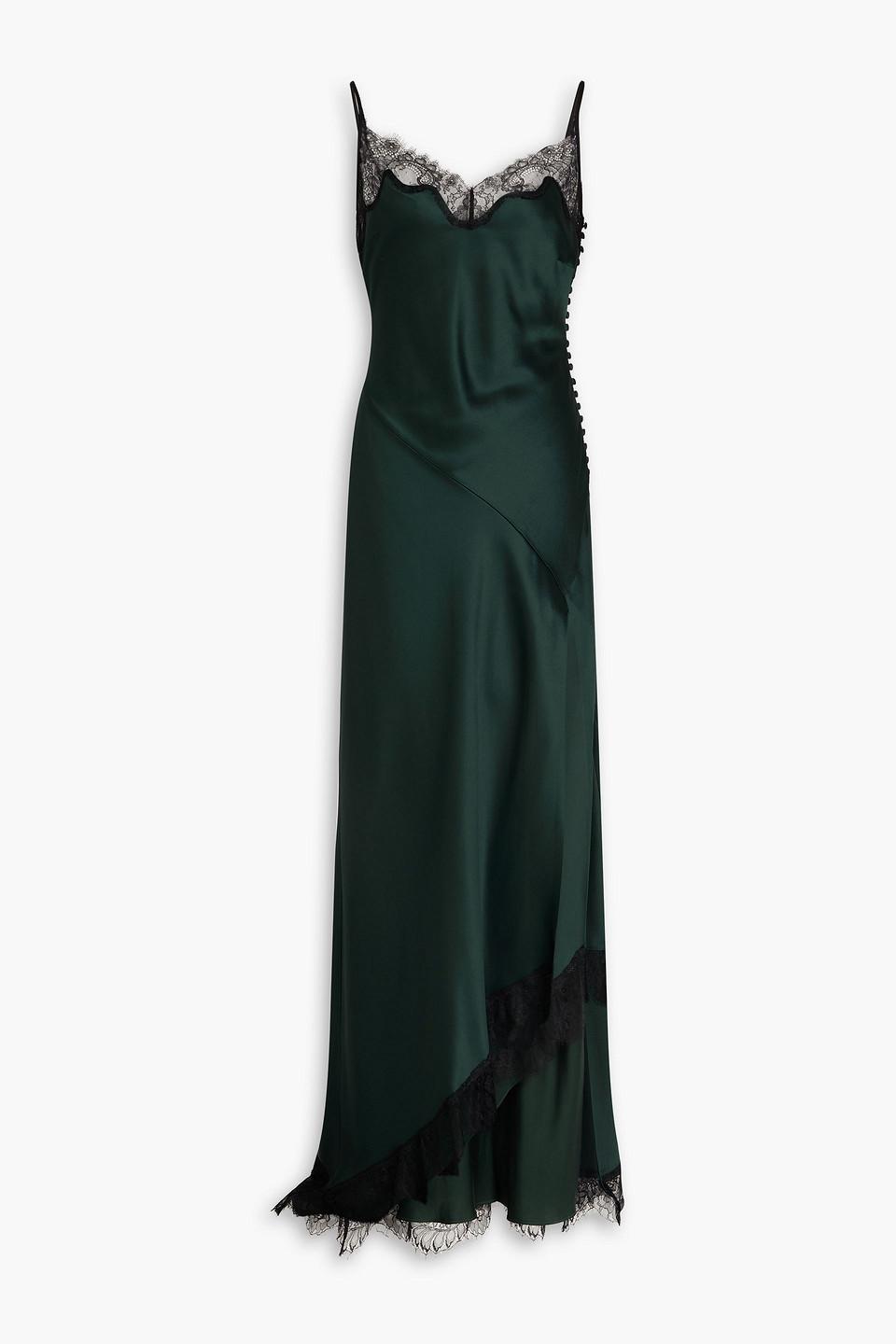 emerald green silk slip dress Lace Trim Midi Slip Dress | Modern Satin Elegance main image 0