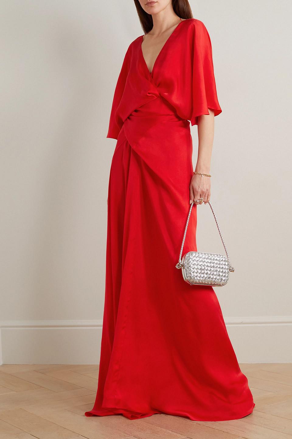 cortana red dress Cortana Fiona Asymmetric Silk-blend Maxi Dress - Women - Red Dresses