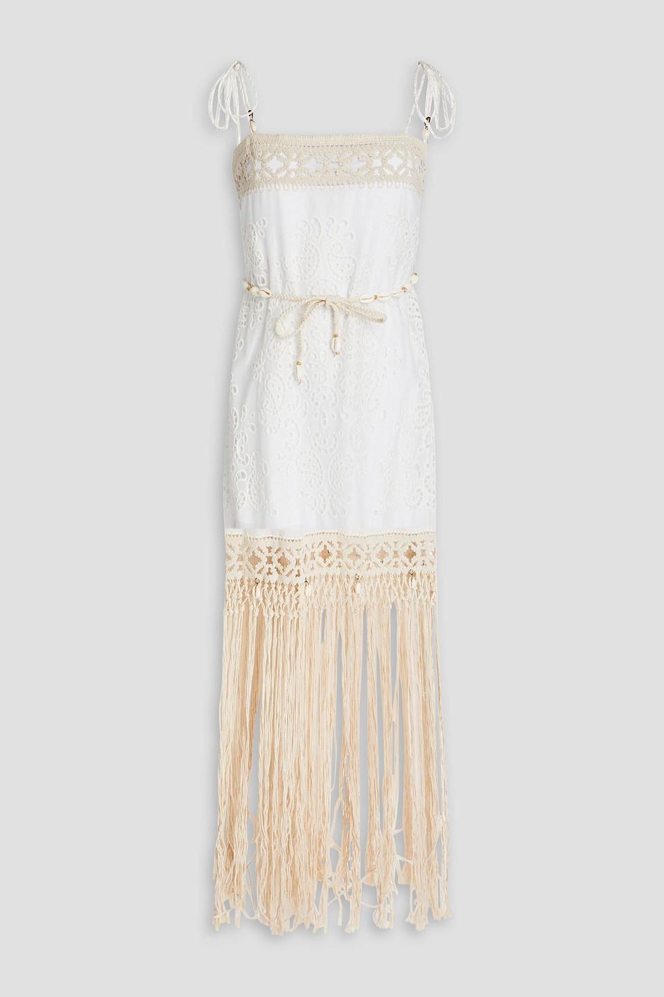 【ZIMMERMANN】fringed broderie anglaise cotton ドレス zimmermann-White-Fringed-