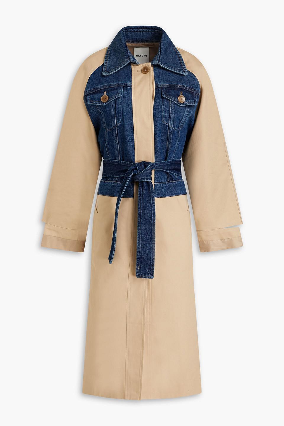 Sandro high-quality Belted Satin Crepe Coat