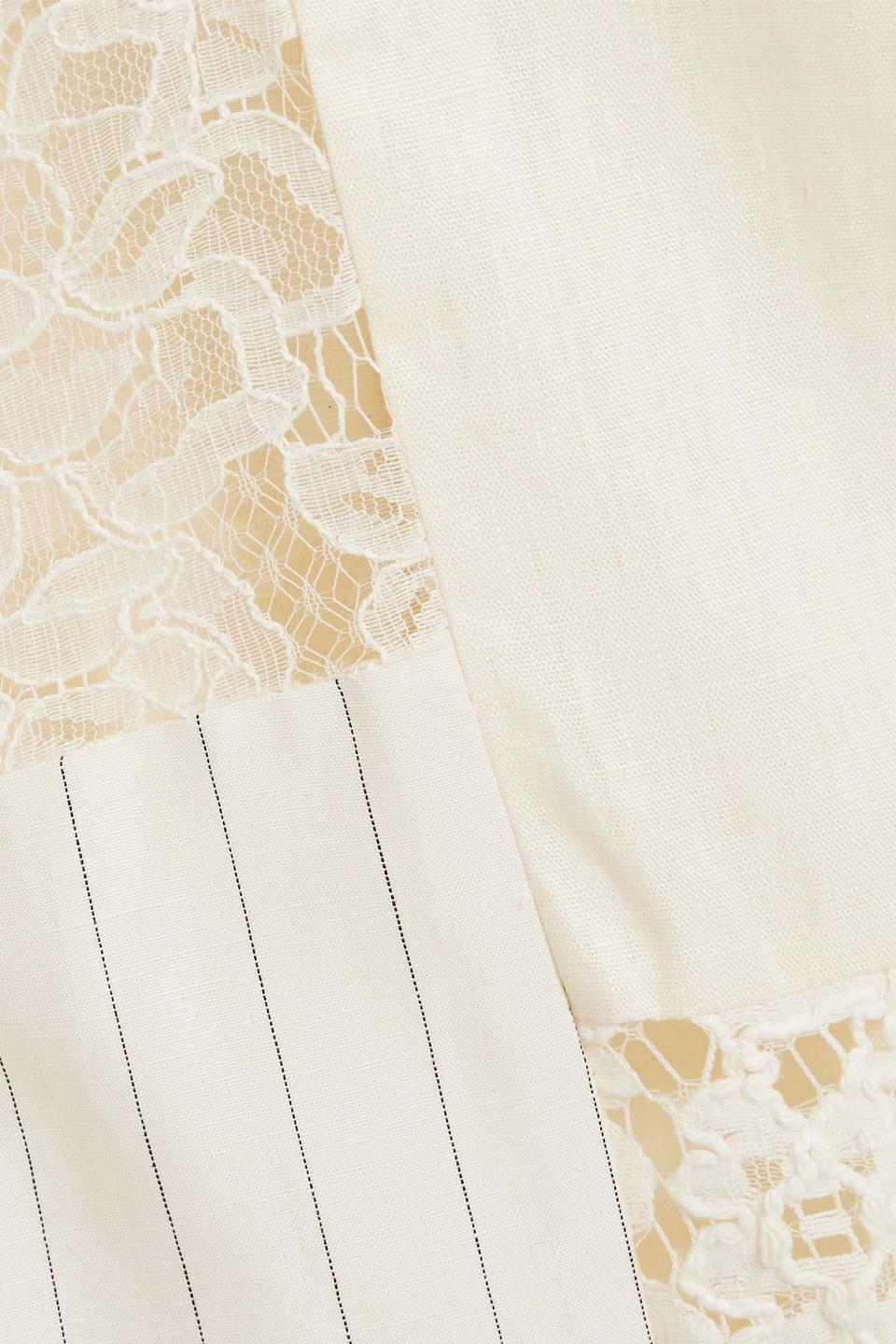 Zimmermann Patchwork Lace-paneled Linen And Silk-blend