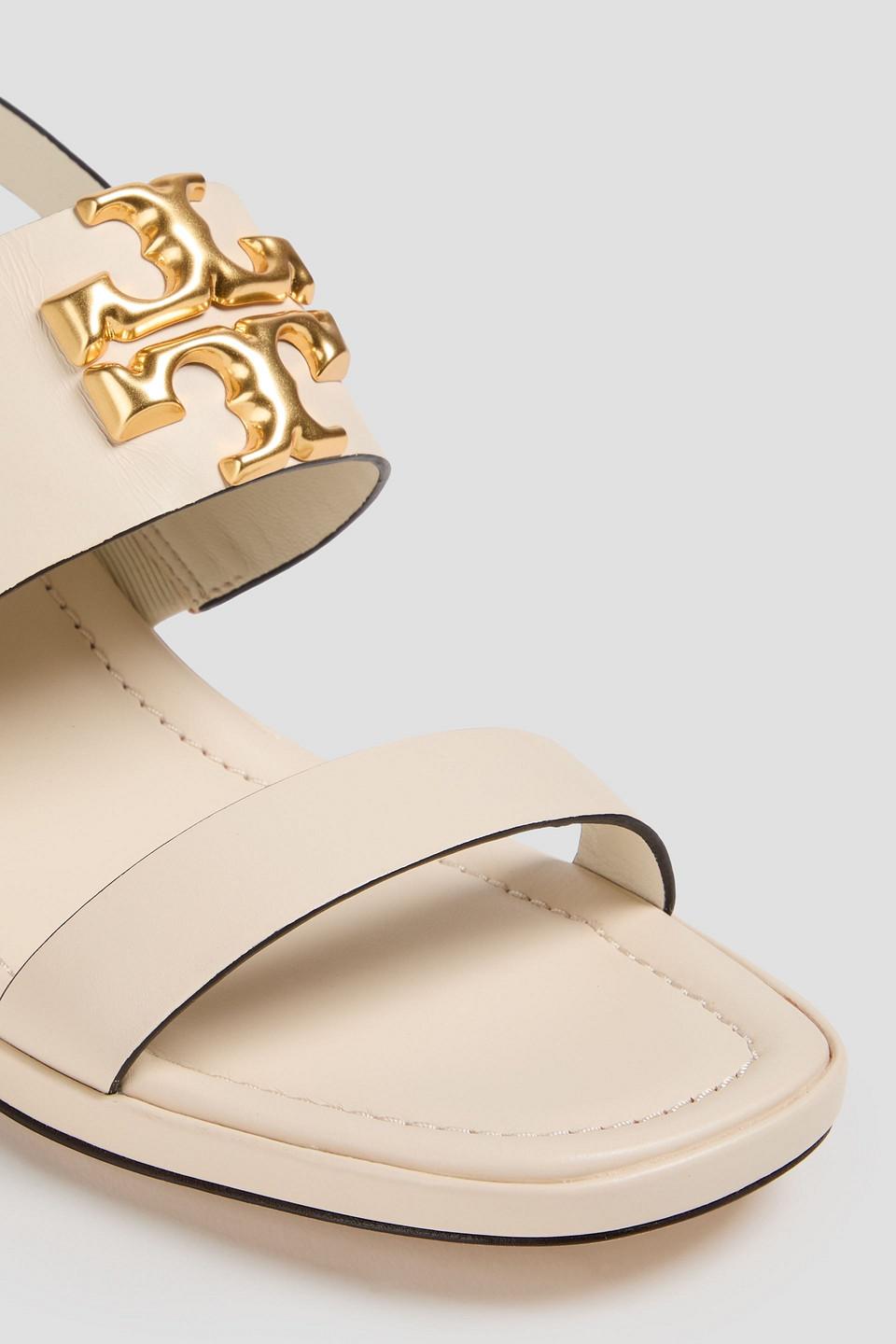 Tory Burch Eleanor Embellished Leather Slingback Sandals in White