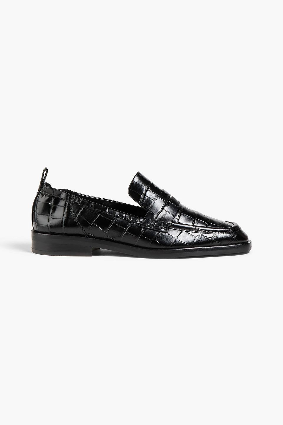 3.1 Phillip Lim Alexa Croc-Effect Leather Loafers in Black | Lyst