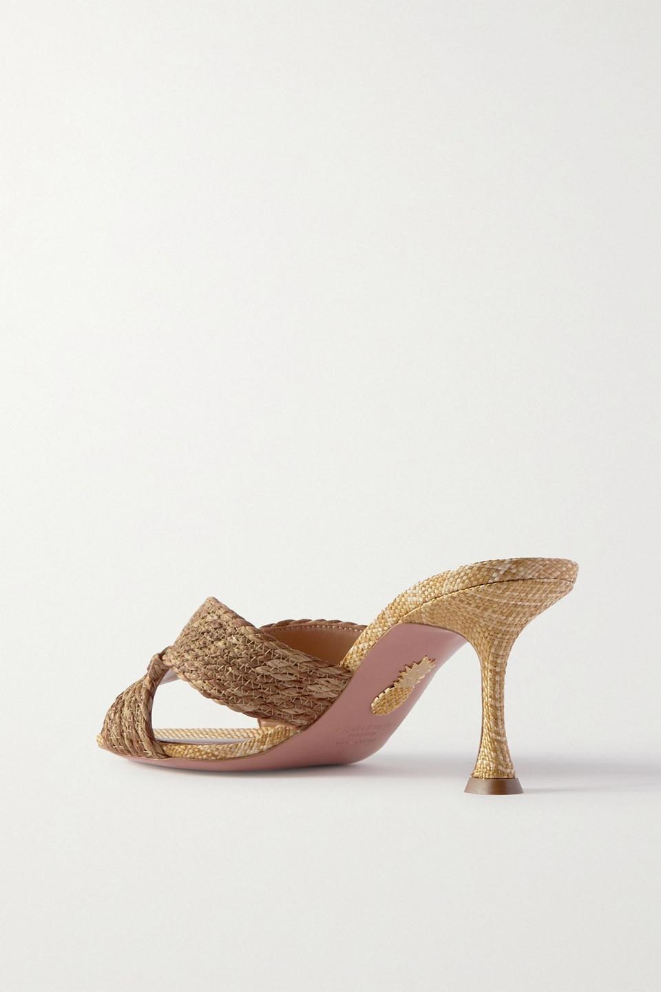 Aquazzura Rope 75 Raffia Mules in Natural | Lyst UK