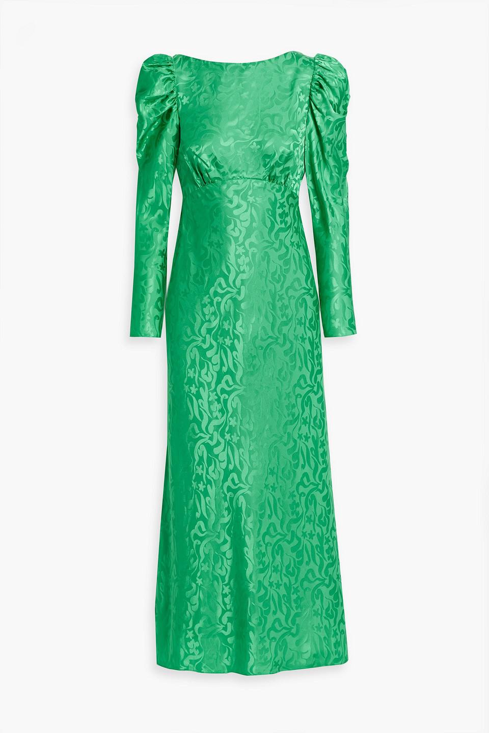 green emerald velvet dress Kelly Dress in Emerald – SALONI main image 1