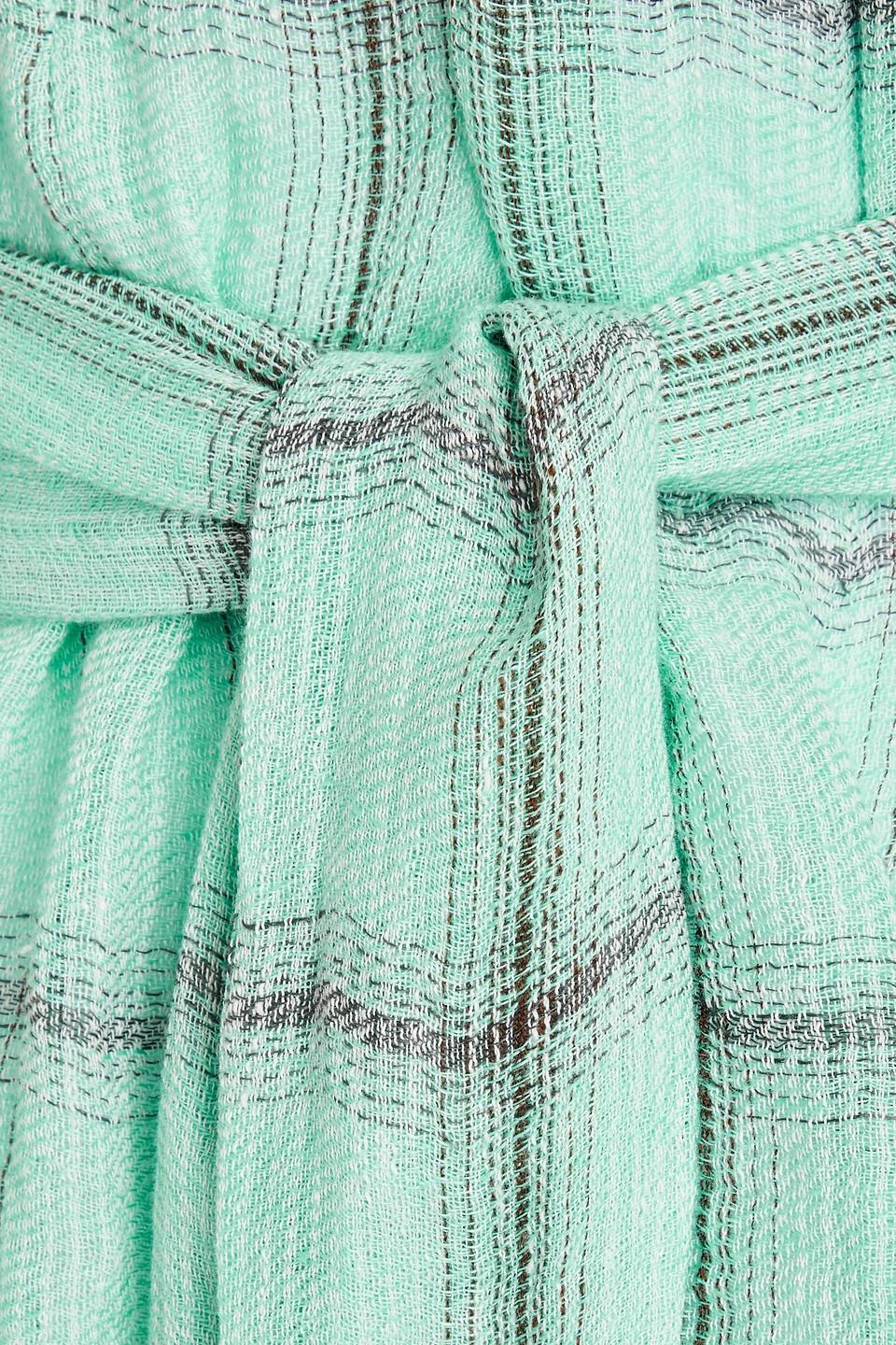 knee length dresses for ladies Lisa Marie Fernandez Awning Stripe Linen Blend Hooded Tunic Cover-Up in Guava at Nordstrom, Size 1 main image 0