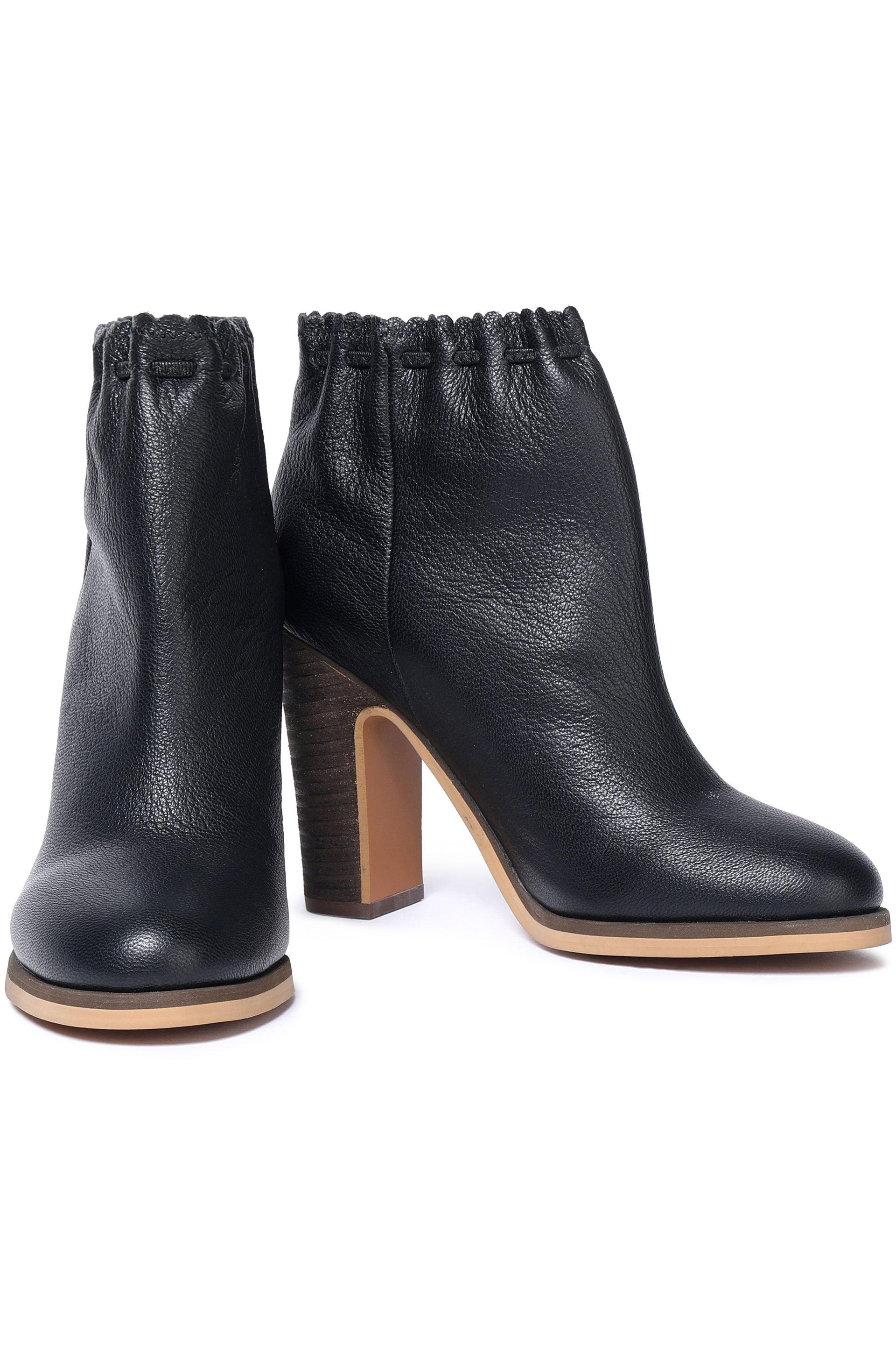 Jane Textured-leather Ankle Boots Black 