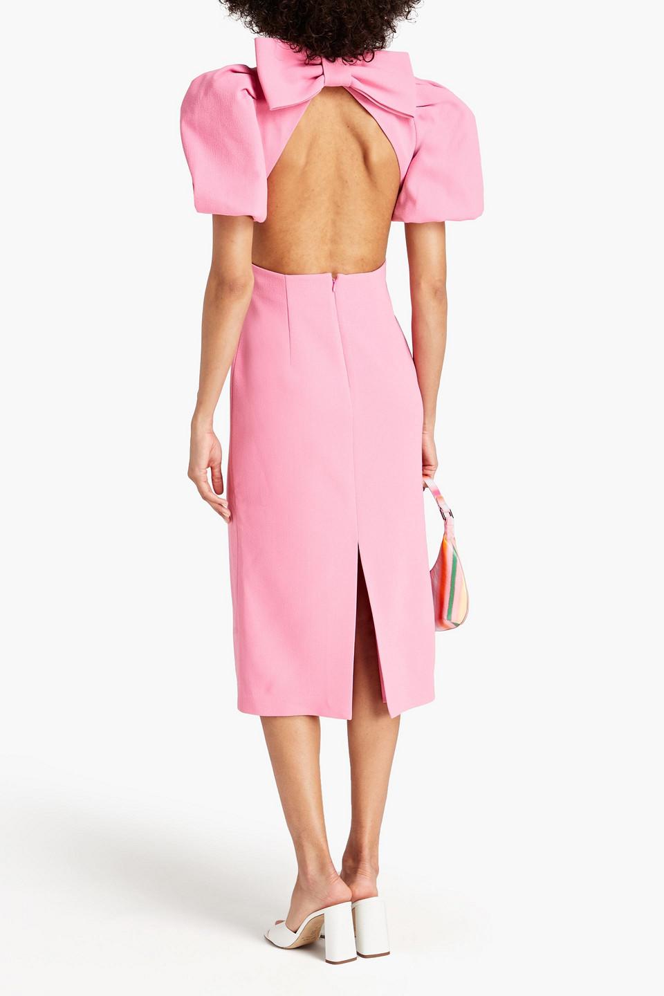Rebecca Vallance Ally Bow-embellished Cutout Crepe Midi Dress in Pink | Lyst