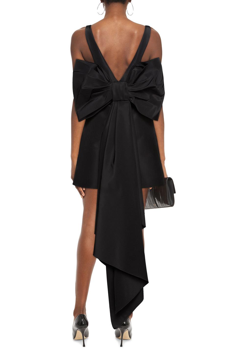 Carolina Herrera Bow-embellished Silk-faille Mini Dress in Black | Lyst