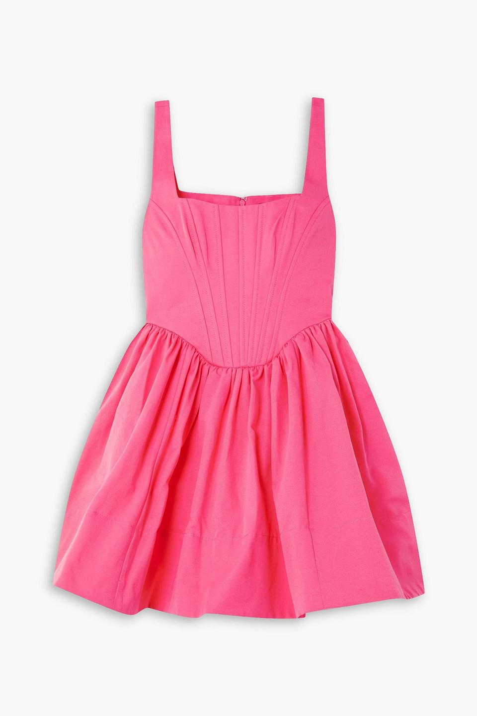 STAUD Landscape Gathered Cotton blend Faille Mini Dress in Pink Lyst UK