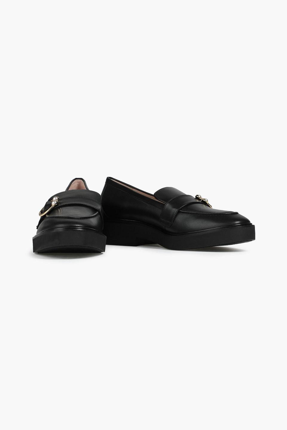 Stuart Weitzman Embellished Leather Loafers in Black | Lyst