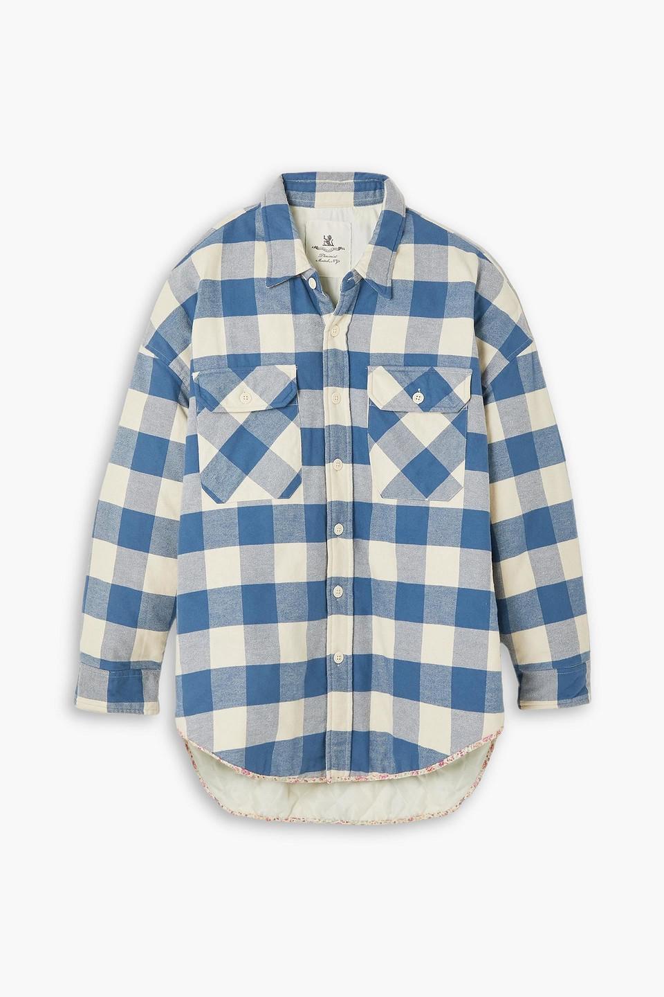 Denimist Oversized Padded Checked Cotton flannel Jacket in Blue Lyst UK