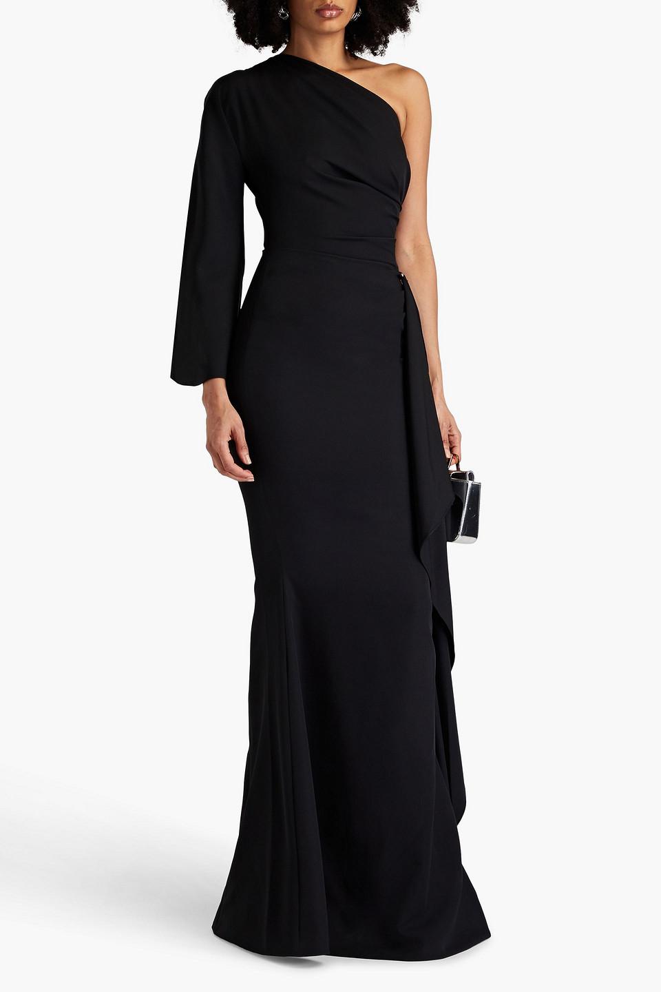 Rhea Costa One-sleeve Draped Stretch-jersey Gown in Black | Lyst UK