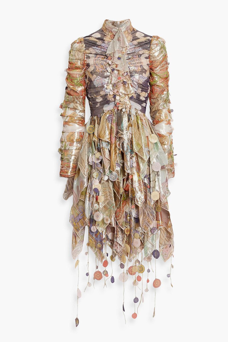 Embellished top chiffon dress