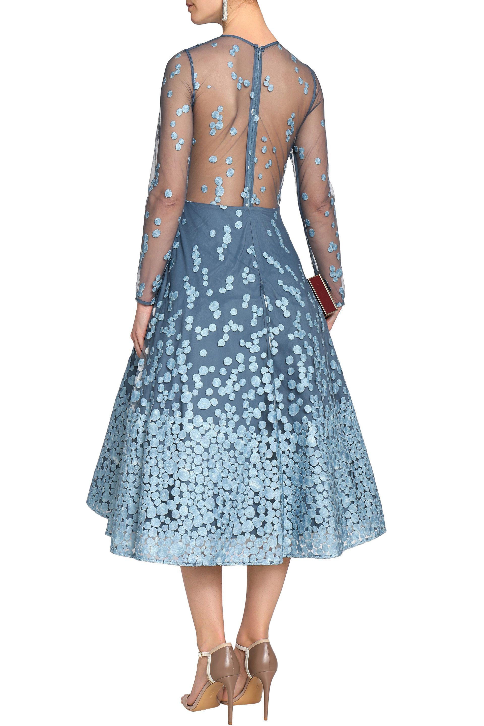 blue tulle midi dress