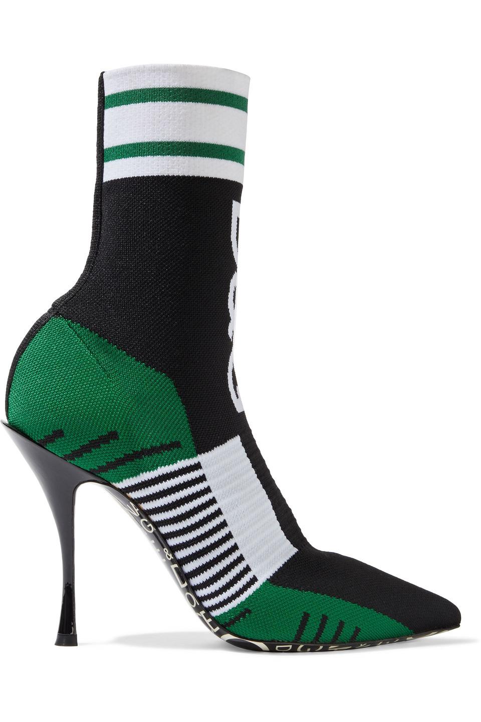 Dolce & Gabbana Jacquard-knit Sock Boots in Black | Lyst