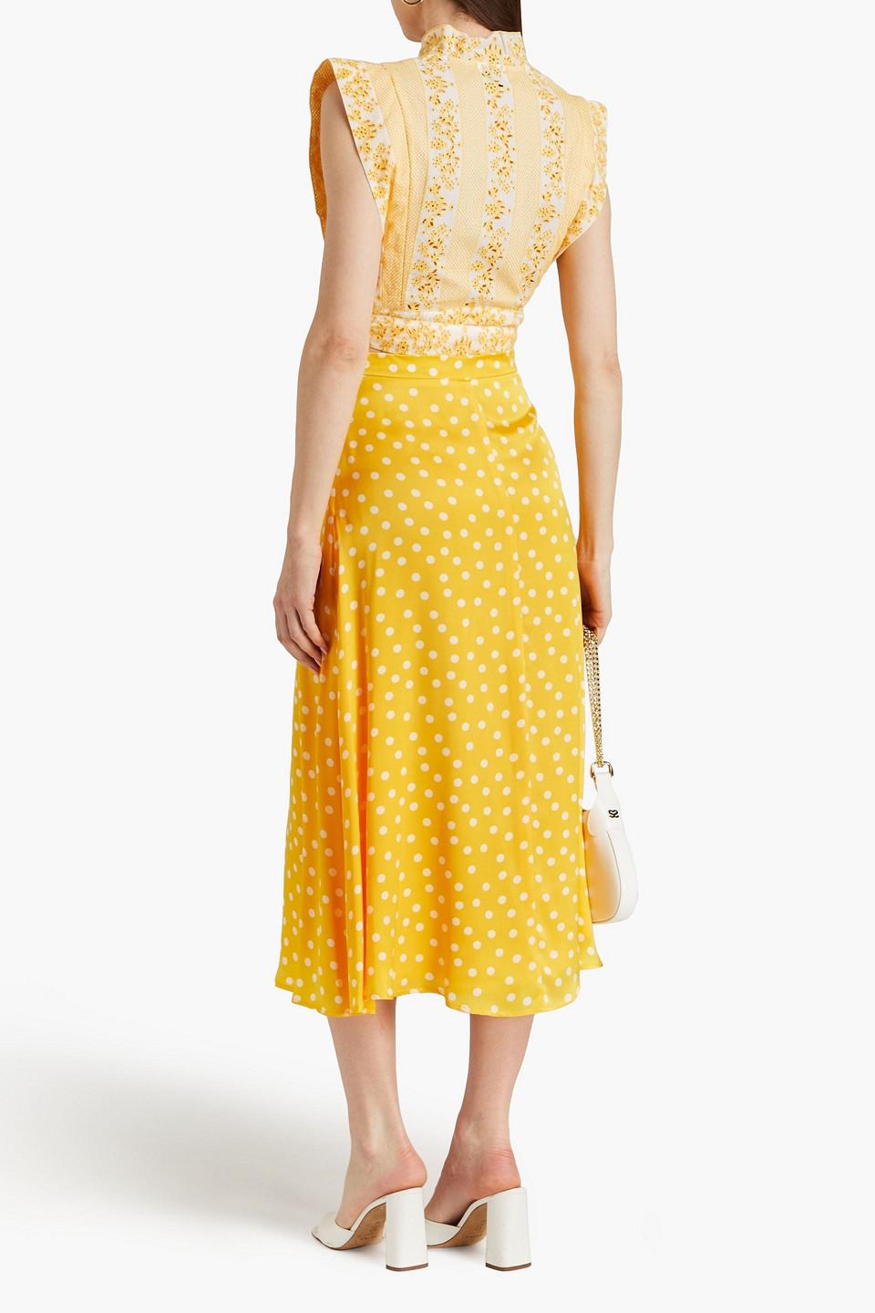 Polka dot midi skirt yellow 2025