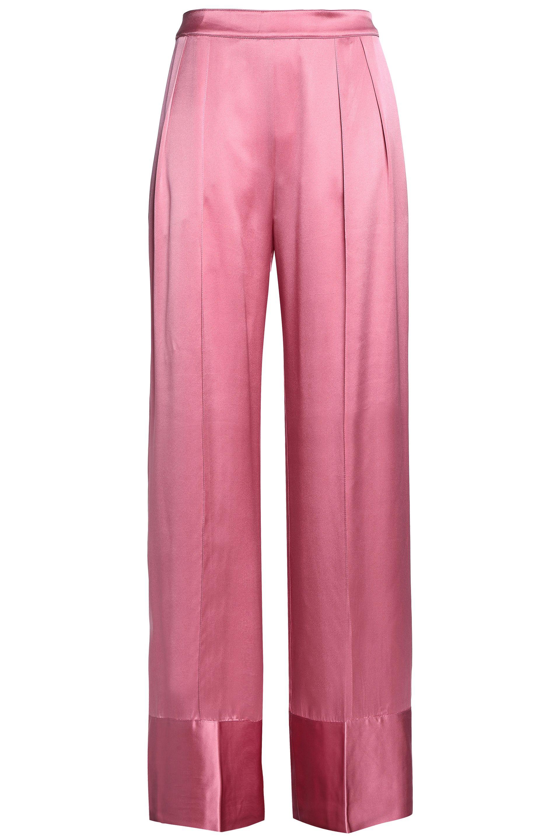 Michael Lo Sordo Wool Silk-satin Wide-leg Pants Pink - Lyst