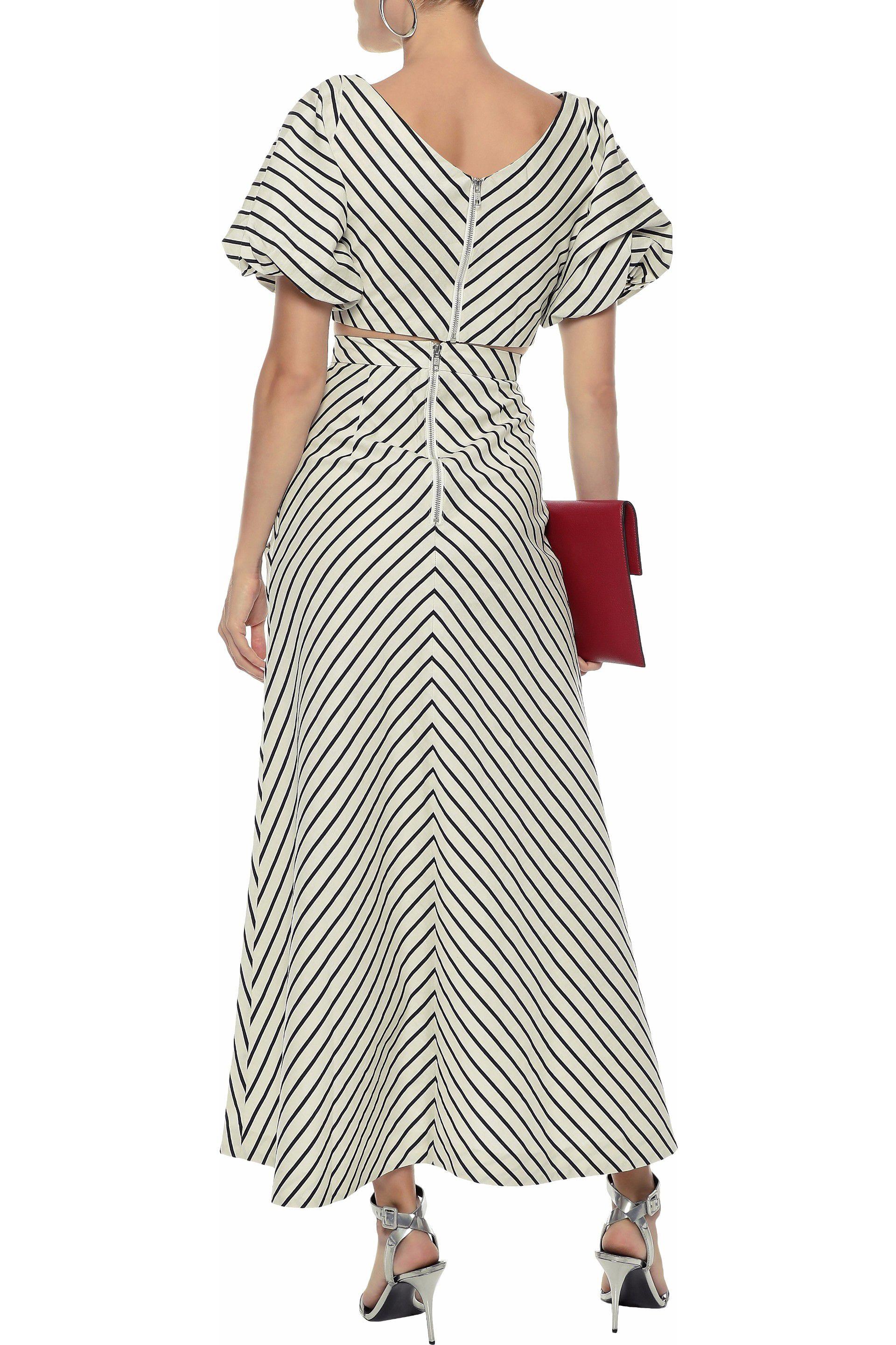 Paper London Saskia Cropped Ruched Striped Canvas Top Cream Lyst