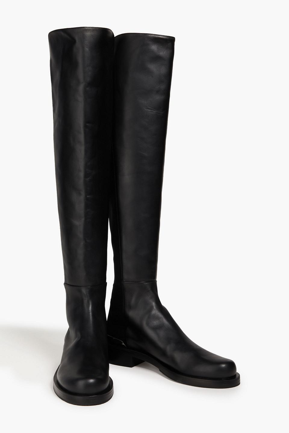 Stuart Weitzman Microstretch And Leather Over the knee Boots in Black Lyst UK