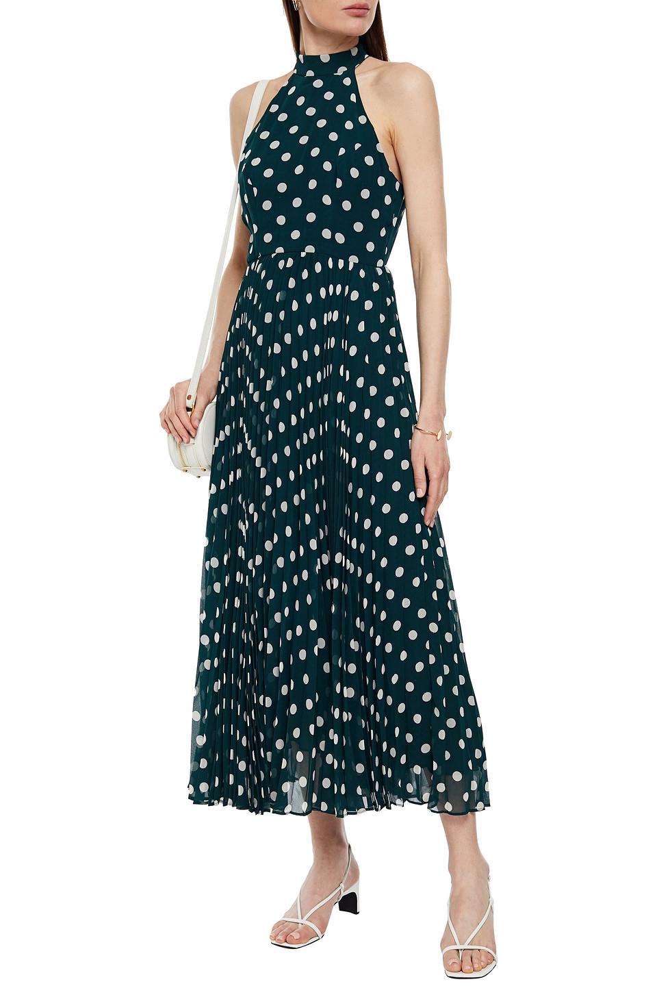 Zimmermann Sunray Pleated Polka-dot Chiffon Maxi Dress in Green