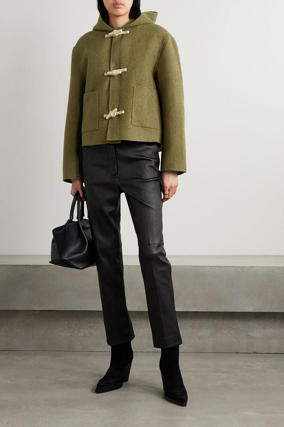 TOTEME Hooded Wool-blend Felt Jacket in Green | Lyst