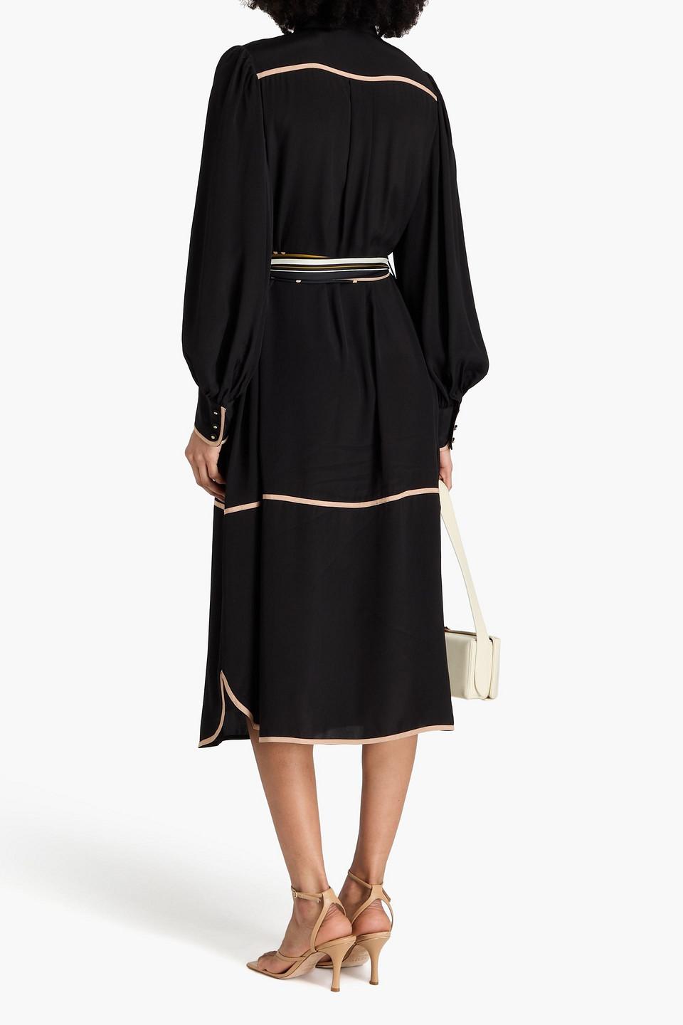 Zimmermann Satin Midi Shirt Dress in Black | Lyst