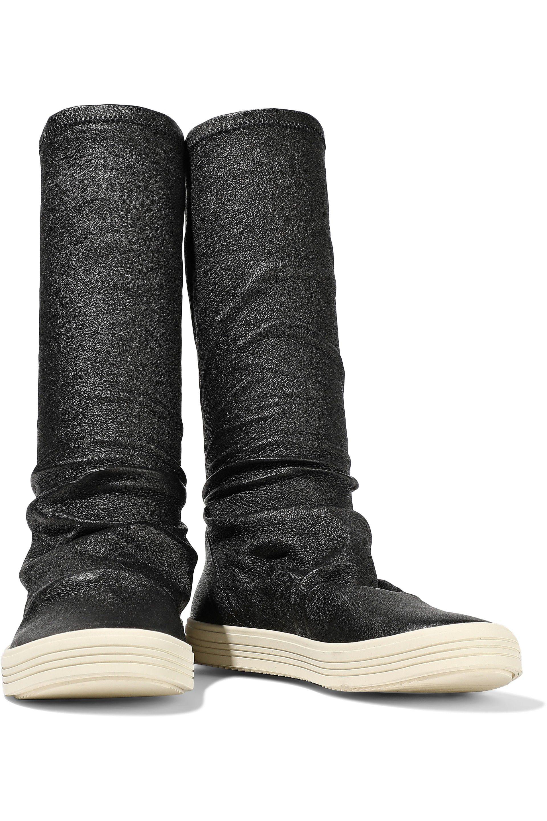 shiloh logo stretch knit and leather sock boot