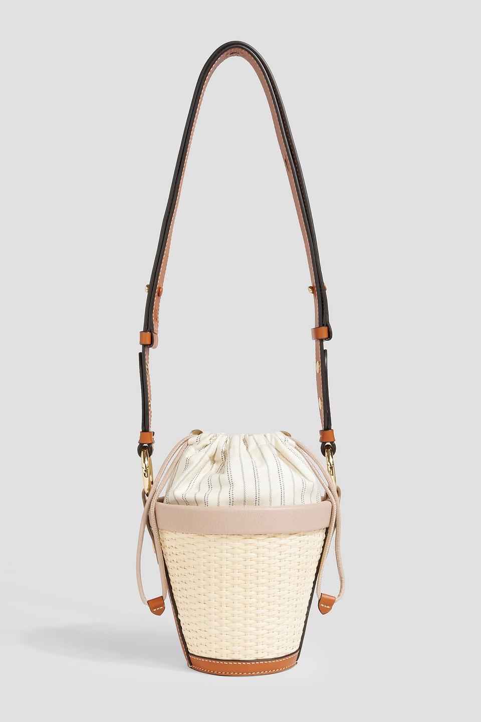 Maison Margiela Leather And Rattan Bucket Bag in White Lyst