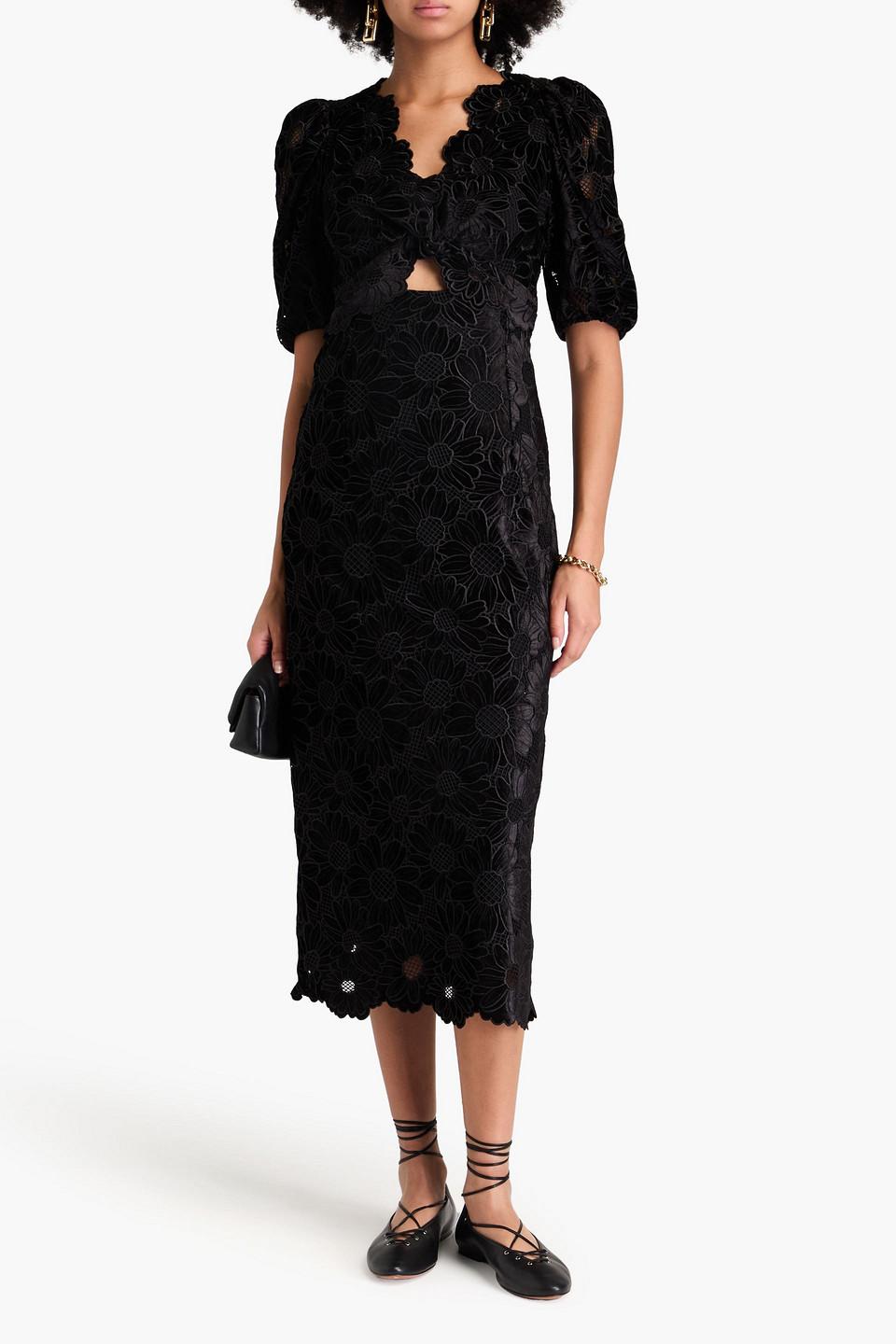 sandro mayen velvet lace guipure dress Sandro Floral V-Neck mini dress