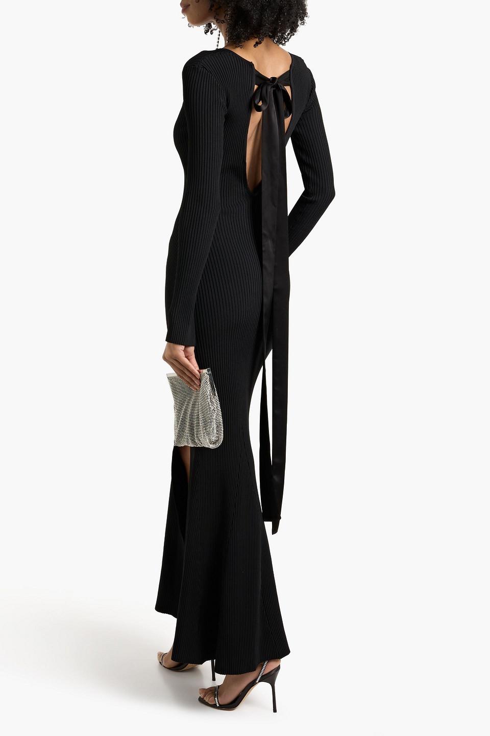 David Koma Cutout Ribbed-Knit Maxi Dress in Black | Lyst