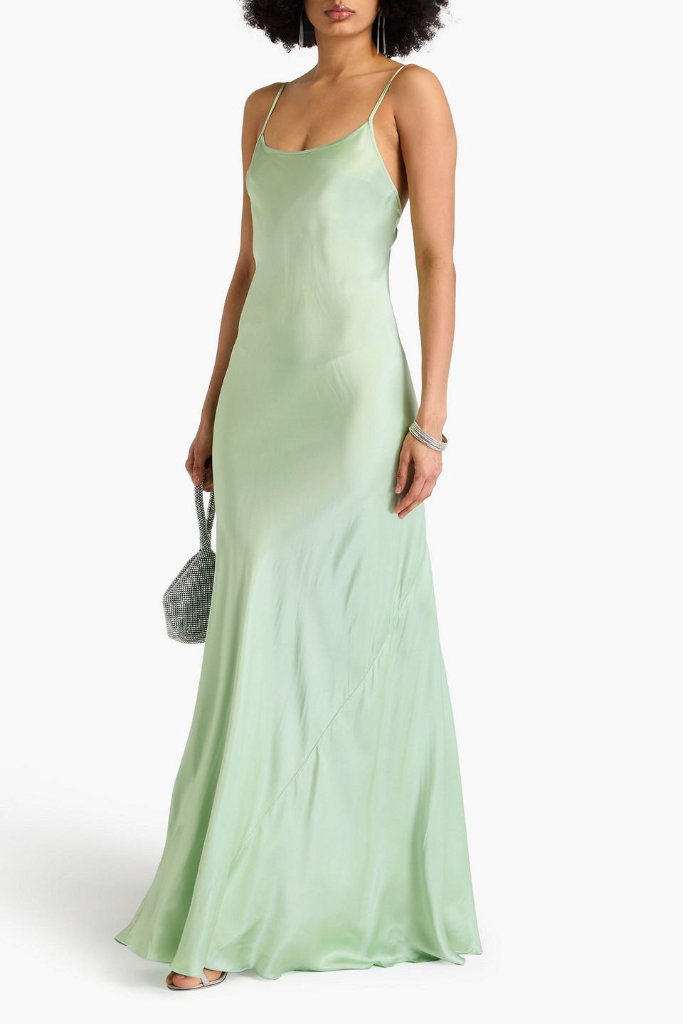 light green long sleeve maxi dress FARES Bow Elastic Waist Dress – Macaron