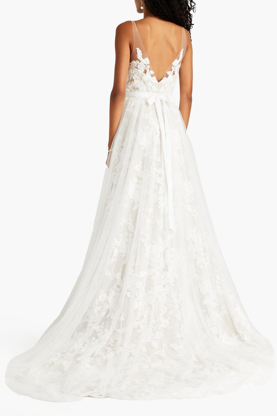 THEIA Ingrid Embellished Tulle And Point D'esprit Wedding Gown in White |  Lyst