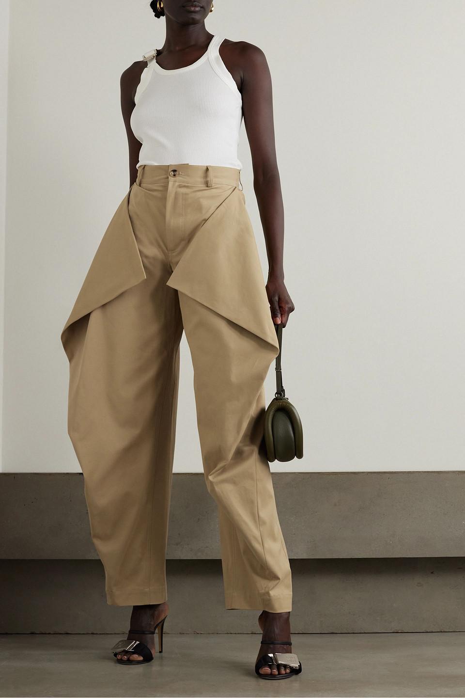 パンツ 23AW JW ANDERSON KITE PANTS JW Anderson Kite Draped Cotton-blend Twill Tapered Pants in