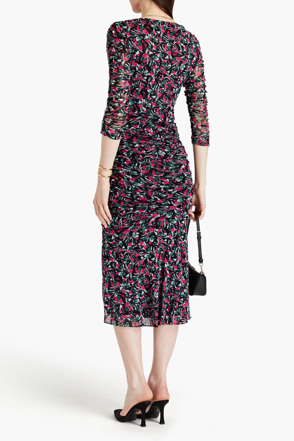 Dvf briella top ruched mesh dress